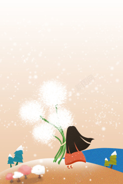 冬季小女孩卡通简约秋冬新品促销海报背景psd高清图片