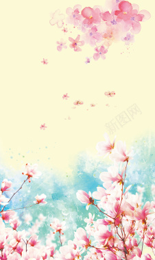 中国风美丽的桃花鱼花瓣背景素材背景