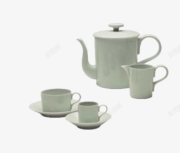 一套茶具psd免抠素材_新图网 https://ixintu.com 白色 茶具 茶壶 陶瓷