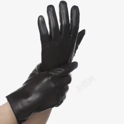 双手带黑色手套素材