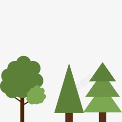 三种树木扁平矢量图素材