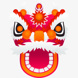 红色中国风舞狮装饰图案素材