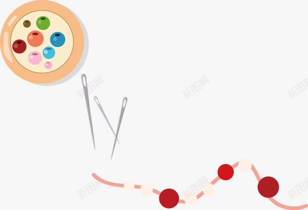 彩色珠串png免抠素材_新图网 https://ixintu.com 彩色 珠串 珠子 线 针