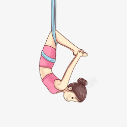 美女拖球卡通少女瑜伽瑜伽球运动高清图片