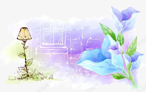 紫色花朵水彩背景png免抠素材_新图网 https://ixintu.com 植物装饰 浪漫花纹 花纹背景