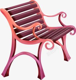 手绘粉色冬季长椅素材