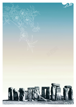 石石头大石头景点标志物渐变背景高清图片