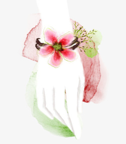 手绘水彩装饰花纹女性手图案素材