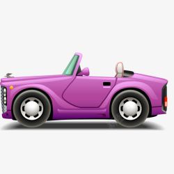卡通紫色跑车素材
