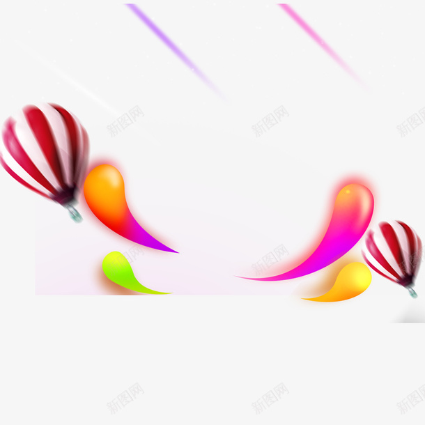 彩色渐变漂浮psd免抠素材_新图网 https://ixintu.com 卡通 反光 彩色 斜纹 渐变 漂浮 热气球 质感