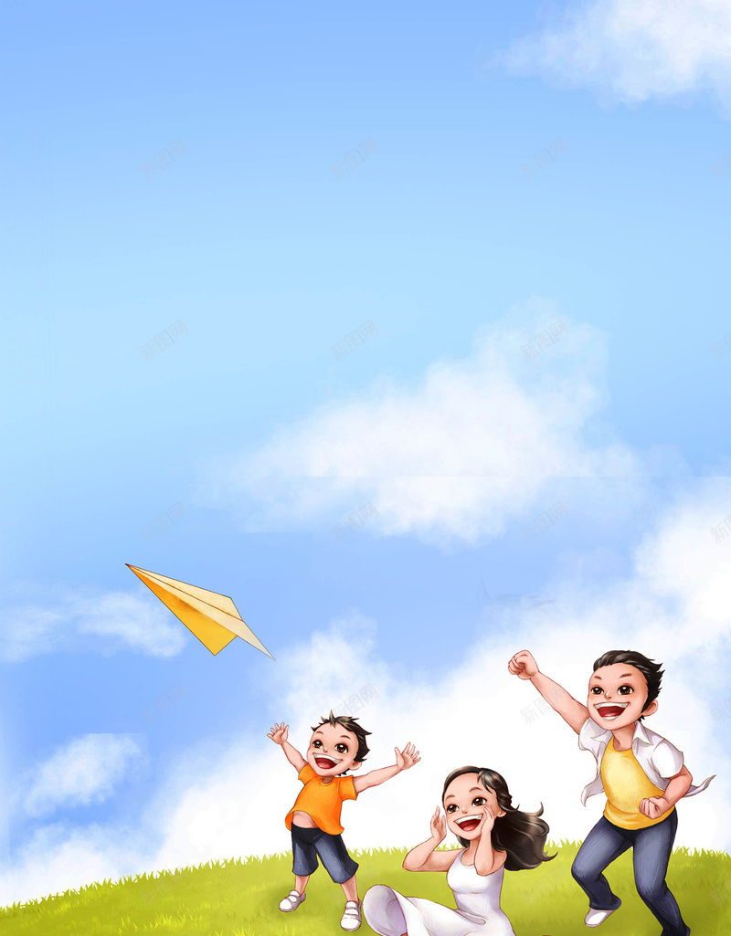 绿色儿童童趣背景psd设计背景_新图网 https://ixintu.com PSD 促销 免费 广告 放风筝 海报 童趣 素材 背景