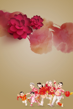 花瓣家庭团圆新年节日背景背景