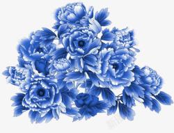 中国风蓝色花朵装饰素材