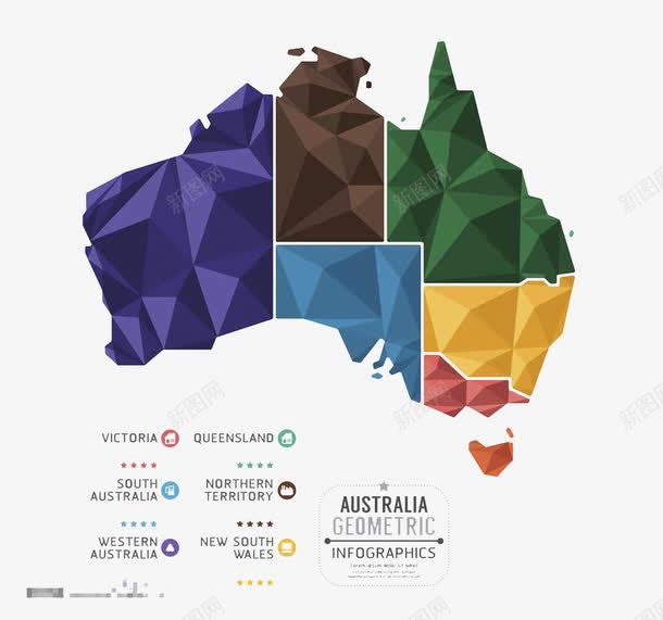 澳大利亚地图png免抠素材_新图网 https://ixintu.com 地图 彩色 澳大利亚 澳大利亚地图 装饰