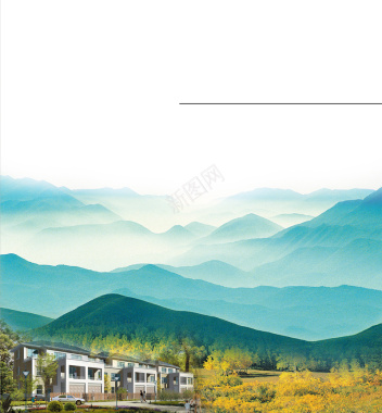 中国风云海大山建筑背景素材背景