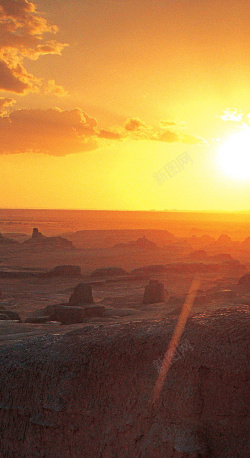 黄色陆地荒凉沙漠手机H5背景高清图片