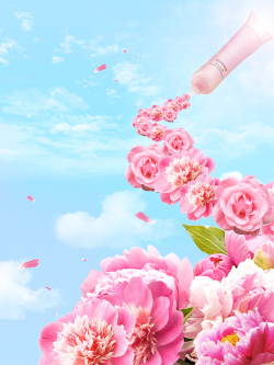 夏日玫瑰创意合成天然玫瑰隔离防晒乳宣传海报高清图片