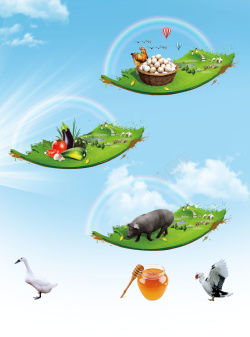 土产绿色食品宣传单背景素材高清图片