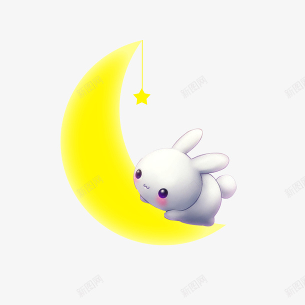 爬在月亮上的萌兔png免抠素材_新图网 https://ixintu.com 兔子 兔宝宝 半月 月亮 萌物