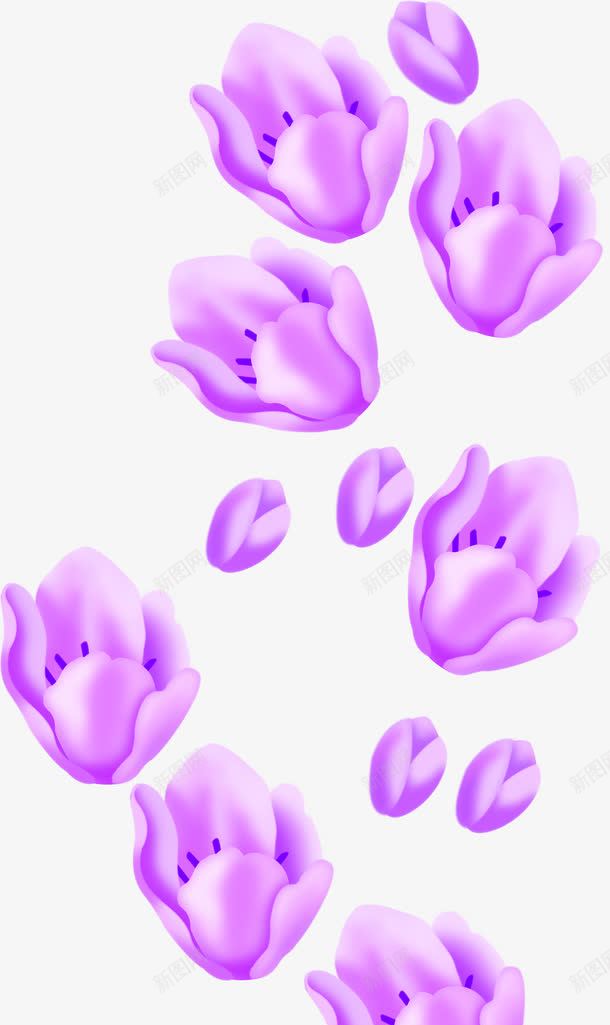 紫色卡通手绘花朵png免抠素材_新图网 https://ixintu.com 卡通 紫色 花朵