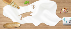 法式糕点早餐牛奶促销banner高清图片