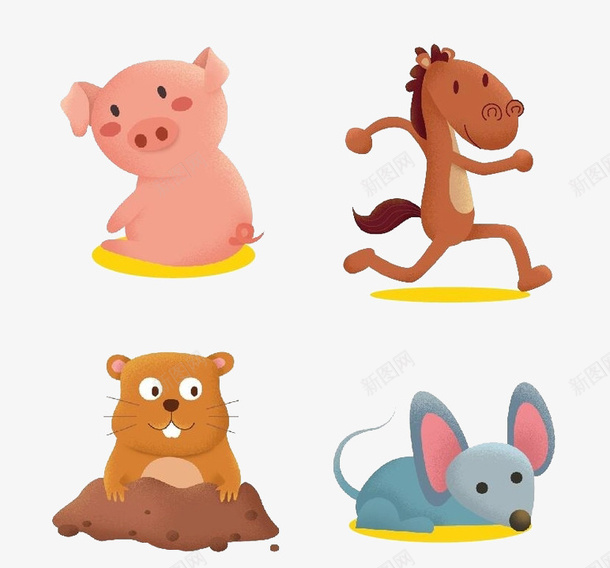 各种各样的卡通小动物png免抠素材_新图网 https://ixintu.com 动物 卡通 小猪 老虎