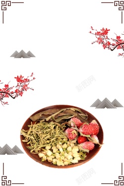 金银花茶叶清新金银花药材花茶高清图片