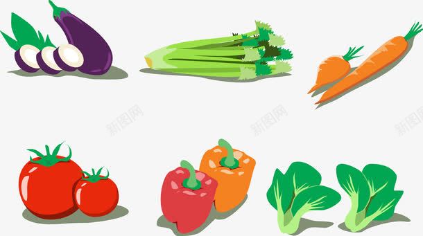 吃素食健康自然产品茄子png免抠素材_新图网 https://ixintu.com 素食 芥菜 芹菜 茄子