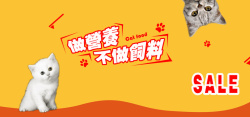 萌宠食物萌宠食物促销黄色简约banner高清图片