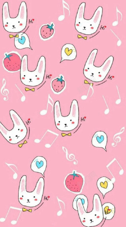 小兔子底纹粉色小兔子平面背景高清图片