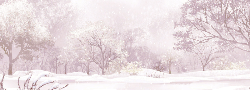 梦幻树林下雪风景背景