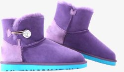 紫色清新冬季女靴素材