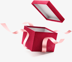 粉色的飘带红丝敞开礼盒高清图片