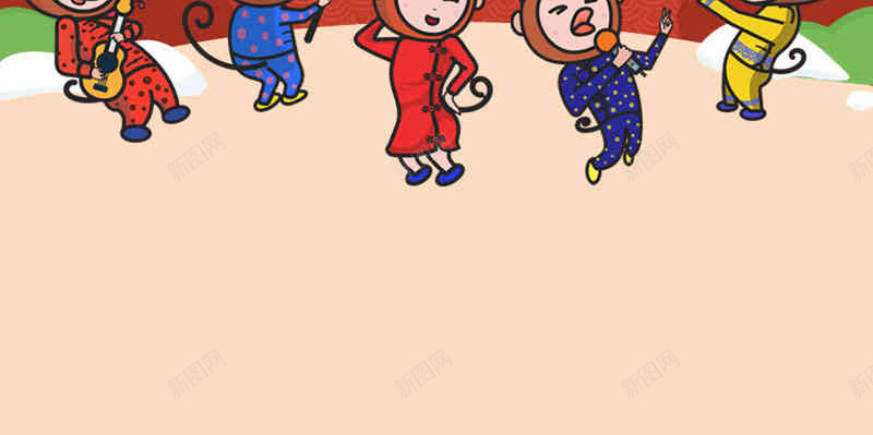 卡通背景jpg设计背景_新图网 https://ixintu.com h5 卡通 活动 猴子 红色 H5 童趣 手绘