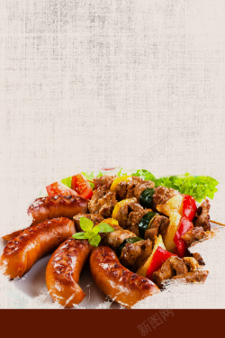 DM版式中华美食特色烤肉背景高清图片