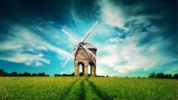 自然大气风车绿地背景素材背景