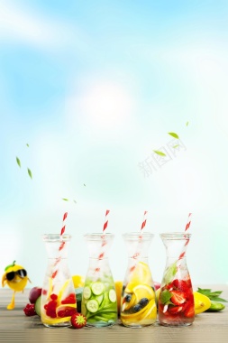 夏日果汁冷饮促销背景模板背景
