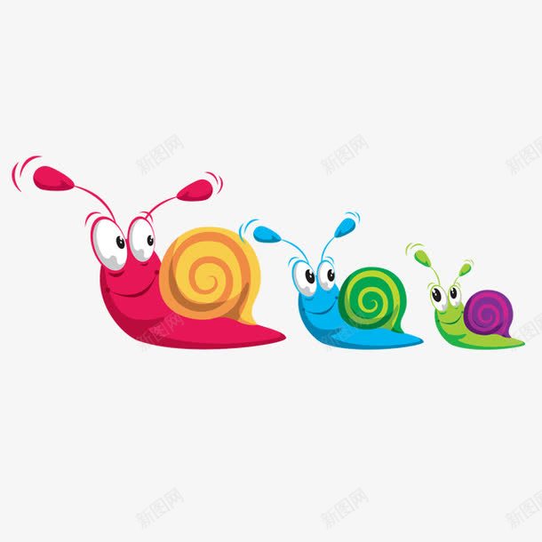 彩色卡通蜗牛png免抠素材_新图网 https://ixintu.com 动物 可爱卡通 彩色蜗牛