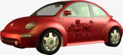红色婚车大众甲壳虫红色汽车高清图片