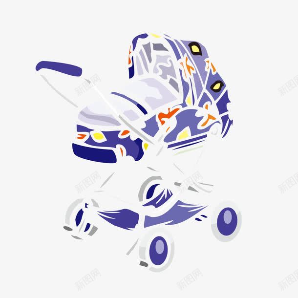 手绘婴儿车png免抠素材_新图网 https://ixintu.com 婴儿车 手绘 手绘婴儿车 蓝色