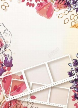 花卡粉色花朵边框背景图高清图片