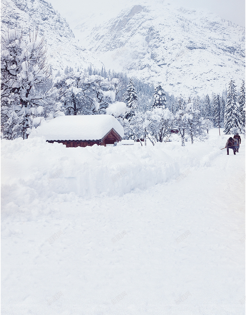 雪色乡村背景图jpg设计背景_新图网 https://ixintu.com 卡通 山脉 手绘 村落 白色 童趣 雪