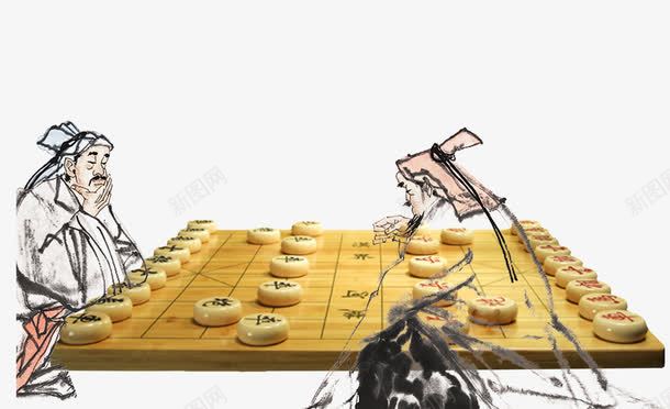 下棋对弈png免抠素材_新图网 https://ixintu.com 中国风 古人下棋 对弈 象棋 黄色