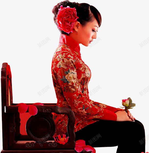 红色中式新娘人物传统png免抠素材_新图网 https://ixintu.com 中式 人物 传统 新娘 红色