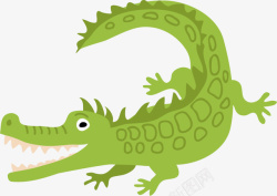鳄鱼萌手绘绿色鳄鱼高清图片