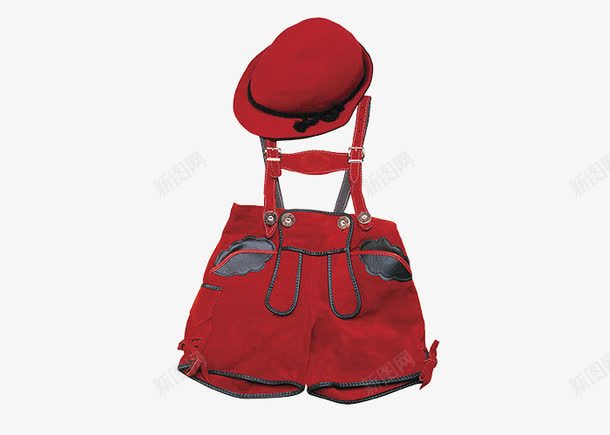 红色工装服png免抠素材_新图网 https://ixintu.com 吊带 帽子 拍摄 童装