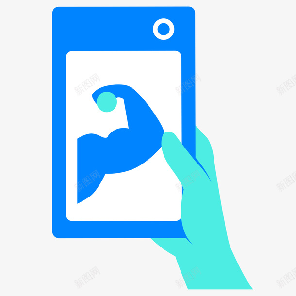 蓝色圆角手机健身元素矢量图图标eps_新图网 https://ixintu.com 健身 卡通图标 圆角 扁平化 相机 肌肉 蓝色 镜头 矢量图
