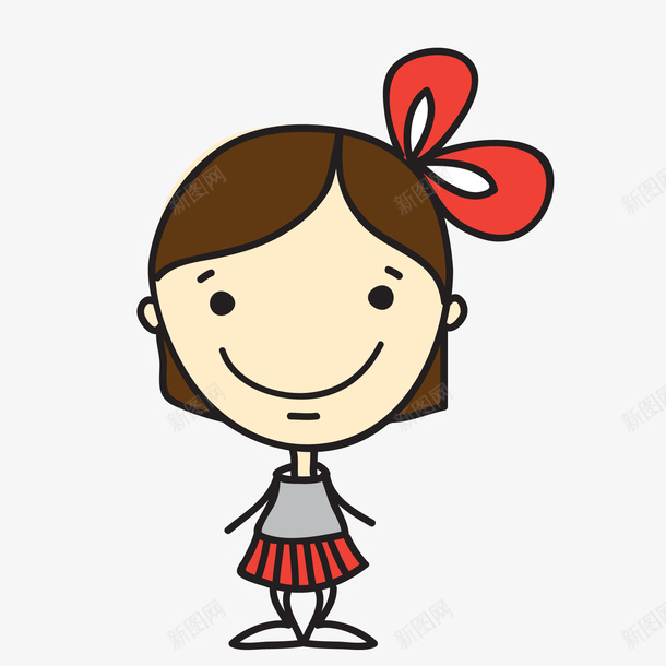 卡通微笑的女孩矢量图ai免抠素材_新图网 https://ixintu.com 人物设计 卡通 可爱 女孩 微笑 手绘 矢量图