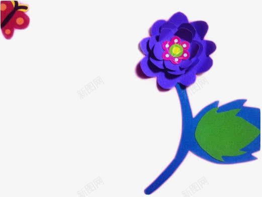 剪纸贴花png免抠素材_新图网 https://ixintu.com 创意 紫色的花 装饰 贴花