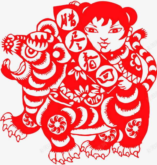 中国传统年画剪纸人物psdpng免抠素材_新图网 https://ixintu.com 中国传统年画 传统年画psd素材 年画剪纸人物